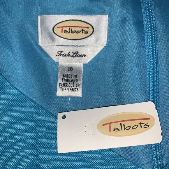 Talbots Irish Linen Dress Sleeveless Sheath Light Blue Career Size 16 - Picture 6 of 7